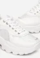 Białe Sneakersy z Metaliczną Nitką na Grubej Podeszwie Melimeda