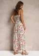 Różowa Maxi Sukienka na Regulowanych Ramiączkach z Wiskozy Rycen
