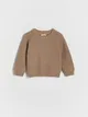 Sweter o prostym fasonie, wykonany ze strukturalnej dzianiny z bawełną. - brązowy
