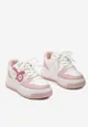 Biało-Różowe Sneakersy na Niskiej Platformie z Wypukłą Ozdobą Irasa