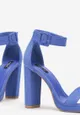 Niebieskie Sandały na Wysokim Słupku ze Sprzączką Maeda