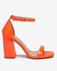 Neonowe pomarańczowe damskie sandały na słupku Whopso- Obuwie - Pomarańczowy || Neonowy