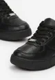 Czarne Sznurowane Sneakersy z Imitacji Skóry Mengada