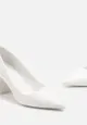 Białe Czółenka na Słupku z Noskiem w Szpic Marigola