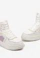 Biało-Fioletowe Sneakersy za Kostkę z Ozdobnymi Wstawkami Alepridda