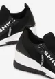 Czarne Sneakersy na Koturnie z Ozdobnym Suwakiem Abrar