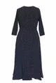 Asymetryczna sukienka z falbanką czarna w białe kropki - LILIANE