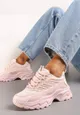 Różowe Sneakersy na Niskiej Platformie z Ozdobnymi Wstawkami na Cholewce Amrogia
