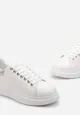 Biało-Srebrne Sneakersy na Platformie z Metaliczną Wstawką Sissis