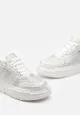 Białe Połyskujące Sneakersy w Cyrkonie na Grubej Podeszwie Gabrielia