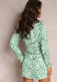 Zielona Sukienka Kopertowa z Wiązaniem i Wzorzystym Printem Mildsmith