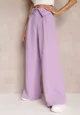 Fioletowe Szerokie Spodnie z Wysokim Stanem i Kieszeniami Callista