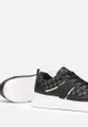 Czarne Sznurowane Sneakersy przed Kostkę z Błyszczącą Nitką Milia
