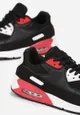 Czarno-Czerwone Płaskie Sneakersy ze Sznurowaniem na Grubej Podeszwie z Protektorem Eleani