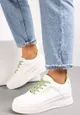 Biało-Zielone Sznurowane Sneakersy na Grubej Podeszwie Cesohenn