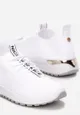 Białe Wsuwane Buty Sportowe z Metaliczną Wstawką Admas