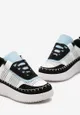 Czarne Sneakersy na Platformie Ozdobione Tweedowymi Wstawkami i Cyrkoniami Eganna
