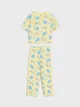 Wygodna, dwuczęściowa piżama wykonana z bawełnianej dzianiny. - żółty