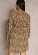 Ciemnobeżowa Sukienka Koszulowa z Wiązanym Paskiem Phaeraste