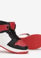 Biało-Czerwone Sznurowane Buty Sportowe za Kostkę z Kolorowymi Wstawkami Lunno