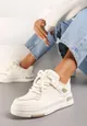 Beżowe Sneakersy na Niskiej Platformie z Grubym Sznurowaniem i Podwójnym Językiem Minseja