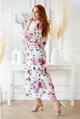 Kremowa sukienka maxi w kwiaty z kopertowym dekoltem - ADELA