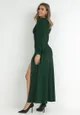 Zielona Sukienka Wieczorowa z Głębokim Dekoltem Olami
