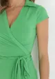 Zielona Kopertowa Sukienka Midi Wiązana w Talii Mayella