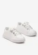 Białe Sznurowane Sneakersy z Ekoskóry z Detalami z Cyrkoniami Falenc