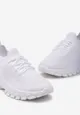 Białe Sneakersy na Grubej Podeszwie Wsuwane z Ozdobnym Sznurowaniem Nolwenin