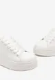 Biało-Srebrne Sneakersy na Platformie Ozdobione Kontrastową Wstawką Aviasta