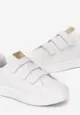 Biało-Złote Sneakersy z Trzema Paskami na Rzep Liditra