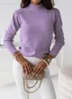 Liliowy sweter z ozdobnym dołem Jovena - liliowy