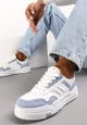 Biało-Niebieskie Sneakersy przed Kostkę na Grubej Podeszwie Sylverisa