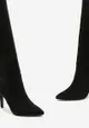 Czarne Kozaki przed Kolano na Szpilce z Noskiem w Szpic Modara