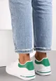 Zielone Wiązane Sneakersy na Płaskiej Podeszwie z Modną Wstawką Zanelih