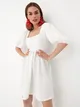 Sukienka mini z bufiastymi rękawami - Biały