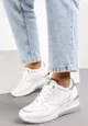 Białe Sneakersy na Koturnie z Metaliczną Wstawką Derine