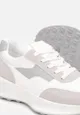 Biało-Szare Sneakersy na Grubej Podeszwie z Modnymi Wstawkami Amonia