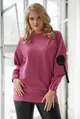 Ciemno-różowa bluza oversize z naszywką na rękawie - Desirre