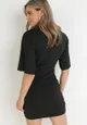 Czarna Sukienka Mini z Rękawem typu Nietoperz Nezia