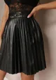 Czarna Plisowana Spódnica Mini z Imitacji Skóry Eshin