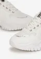 Białe Sneakersy na Grubej Podeszwie z Metalicznymi Aplikacjami Nalos