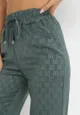 Zielone Szerokie Spodnie z Gumką w Pasie Moti