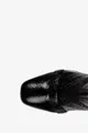 Czarne botki lakierowane na słupku z kokardą polska skóra casu 2425
