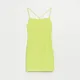 Dopasowana sukienka mini na ramiączkach żółta - Zielony