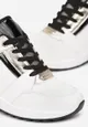 Białe Sznurowane Sneakersy na Niskim Koturnie z Perforacją i Przeszyciami Anabrenda