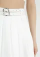 Biała Bawełniana Spódnica z Dwoma Paskami z Klamerkami Koriana