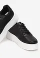 Czarne Sneakersy na Platfromie z Bieżnikiem i Perforacją Artie