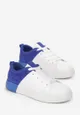 Niebieskie Sznurowane Buty Sportowe na Płaskiej Podeszwie z Ozdobnymi Cyrkoniami Gimena